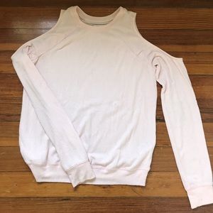 Blush pink cut out shoulder sweater